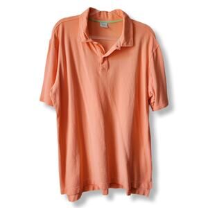 Women Collared Greens Organic Cotton Orange Polo Shirt Top XL Preppy Classic USA